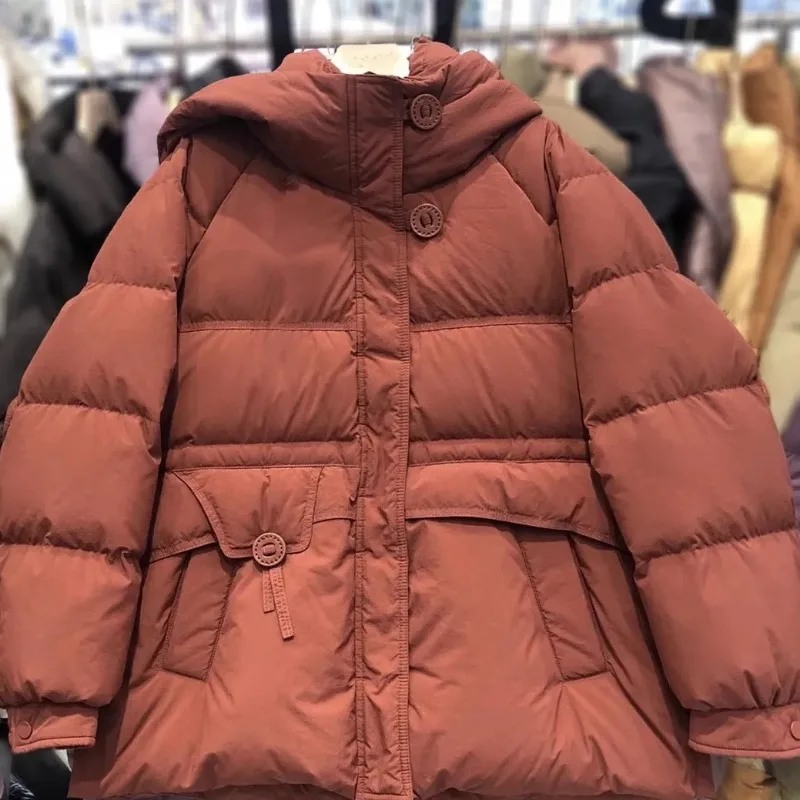 Roupas femininas pato branco para baixo casaco de inverno novo quente em torno do pescoço para baixo jaqueta acolchoada casacos coreano solto engrossado topos