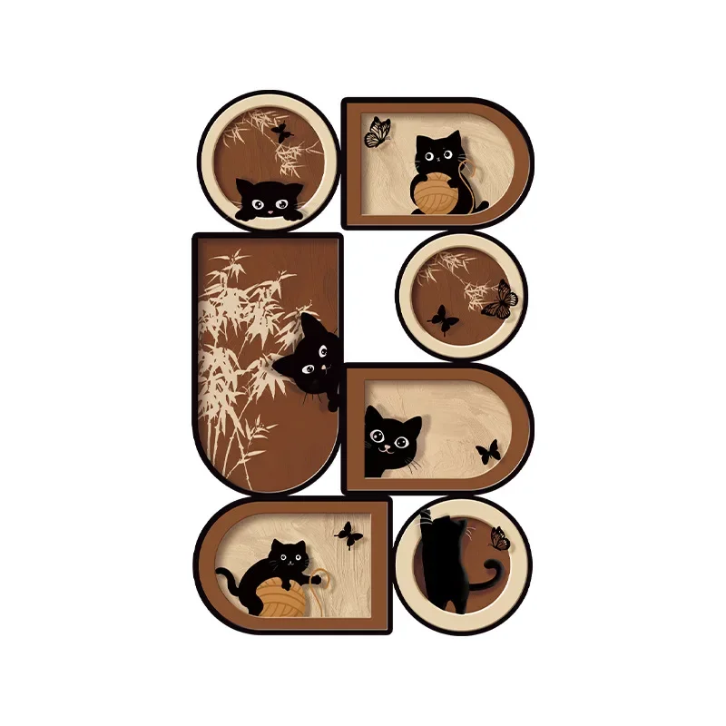 

Medieval style living room decorative painting, retro meow sofa background wall mural creative niche high-end sense