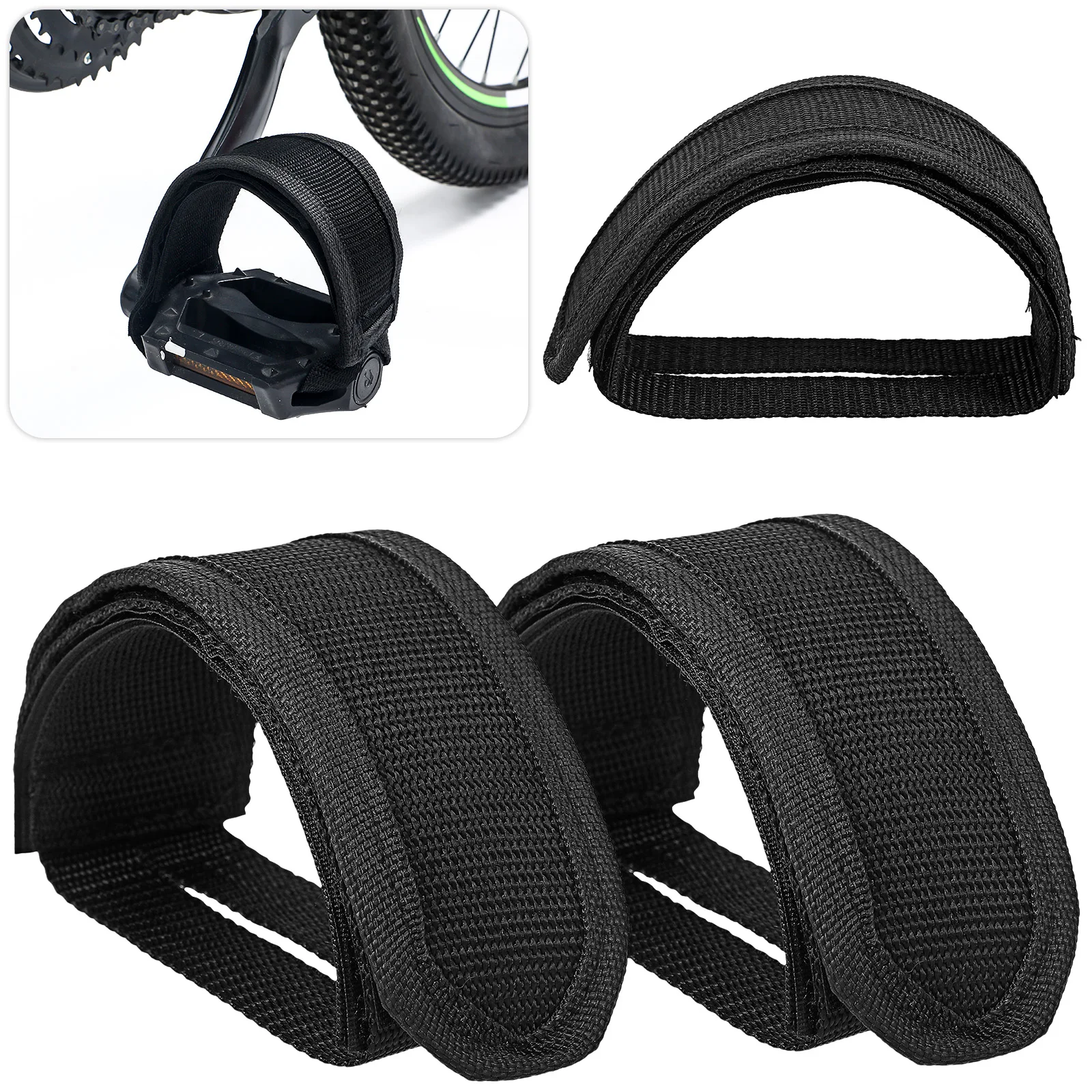 

2 Pcs Black Toe Straps 15x5x6cm Polyester Adjustable Foot Security Cycling Accessories Pedal Straps Universal Compatibility Bike