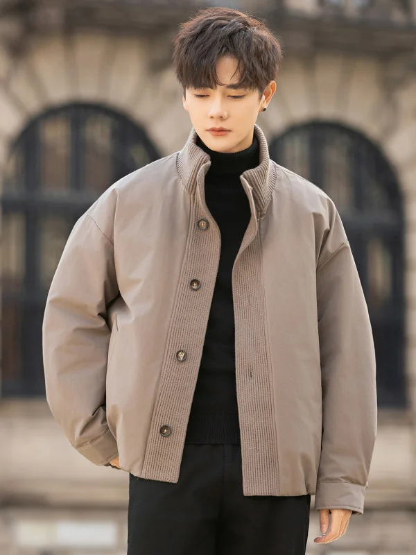 

Мужская повседневная куртка TANGZ STUDIO свободного кроя с наполнителем из 90% белого пуха, с трикотажными вставками, водонепроницаемая, ветрозащитная, стандартный крой