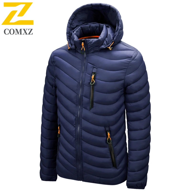 Men\'s Winter Down Jacket New Solid Color Casual Loose Plus Size Outdoor Travel Hooded Overalls Cotton Clothes Men\'s Thermal Coat