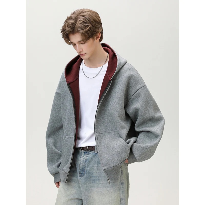 TFETTERS 2026 Spring Autumn New Heavyweight Color Block Lining Men's Hooded Jacket Zip-up Cardigan Sport Outerwear Man Fashion