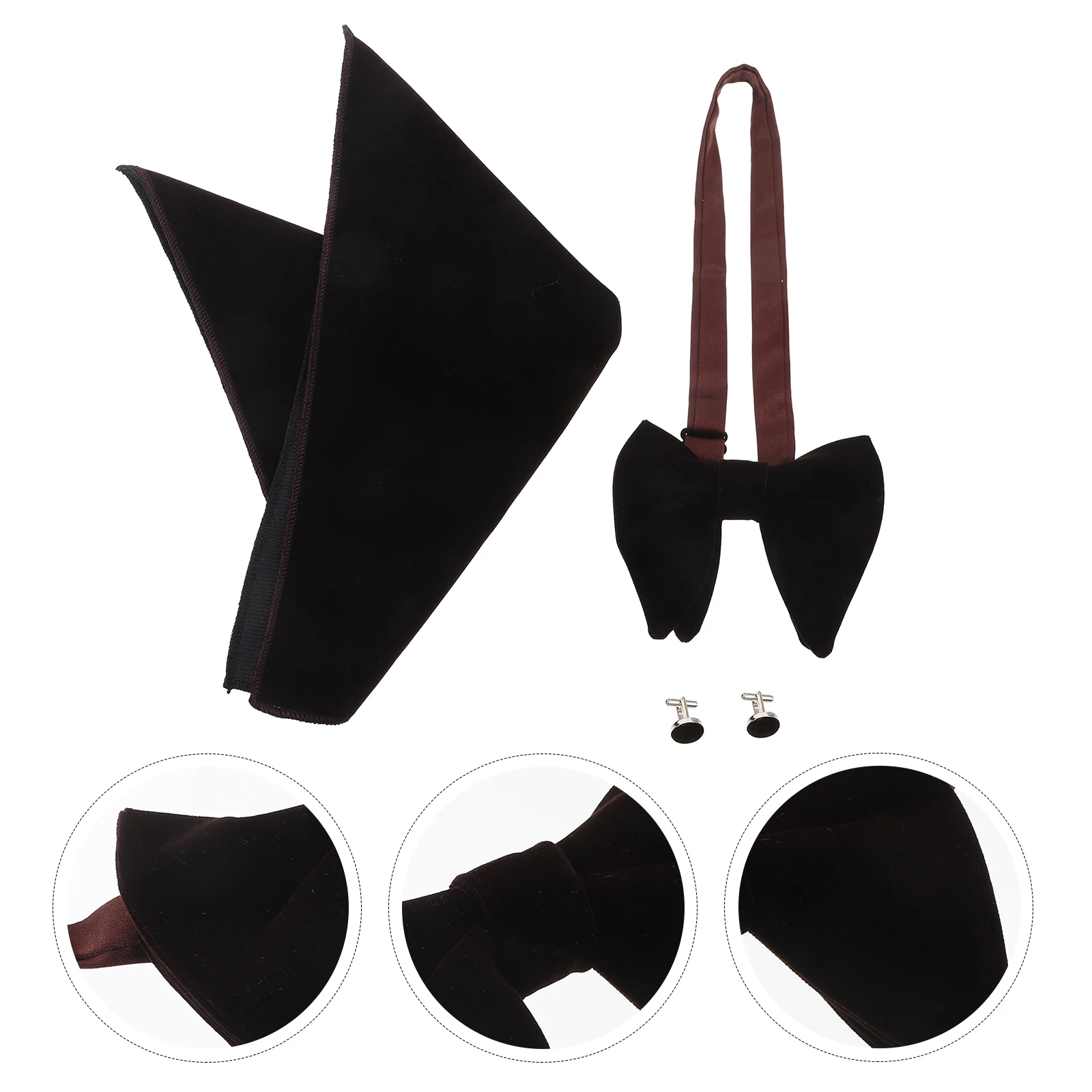 

1 Men'S Bow Tie Handkerchief Set Groom Wedding Accessories Tuxedo Cufflinks Suit Handkerchief Business Costume Accessories Shirt