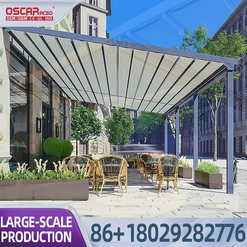 

Retractable Motorized Waterproof Shade Systems for Courtyard Patio Garden Retractable Canopy Pergola