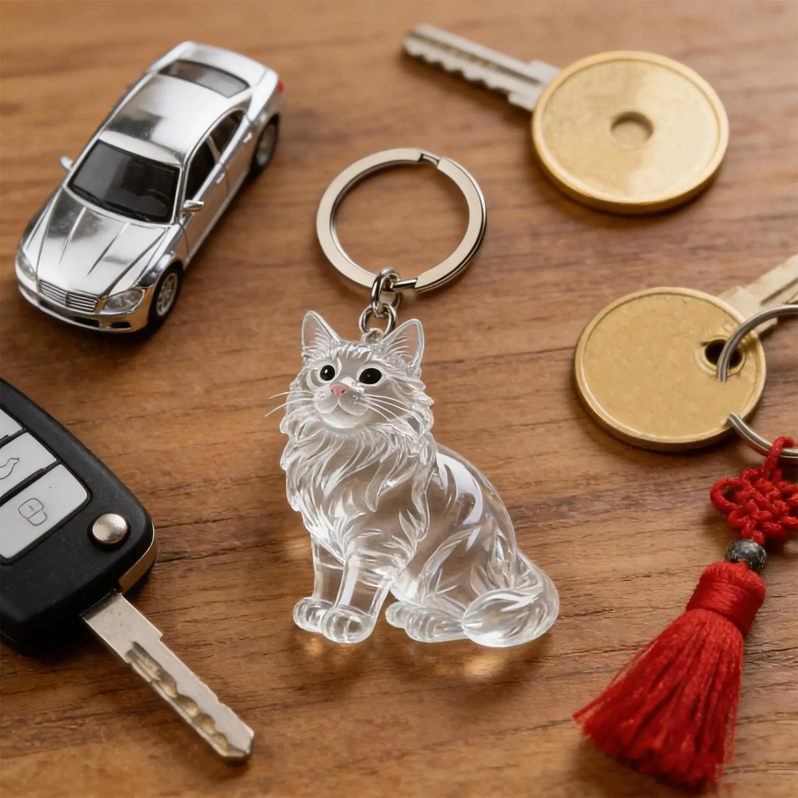 New Cat Hair Storage Keychain Bag Pendant Transparent Pet Hair Keepsake Souvenir Collection Gift Decoration Accessories