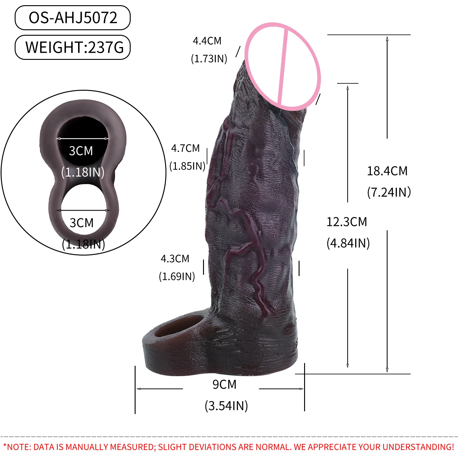 SXXY Lifelike Ultra Soft Vibrating Penis Cover 10 Speed Vibration Male Enlargement Sleeve Black Hollow Dildo For Adult Men 18+