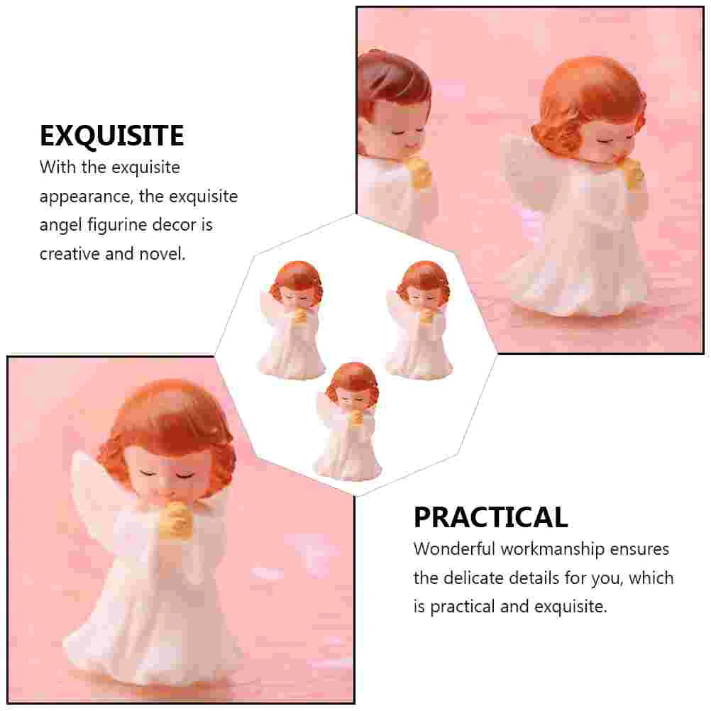 3 Pcs Praying Angel Baby Figurine Decor Statue Delicate Sculpture Vinyl Practical