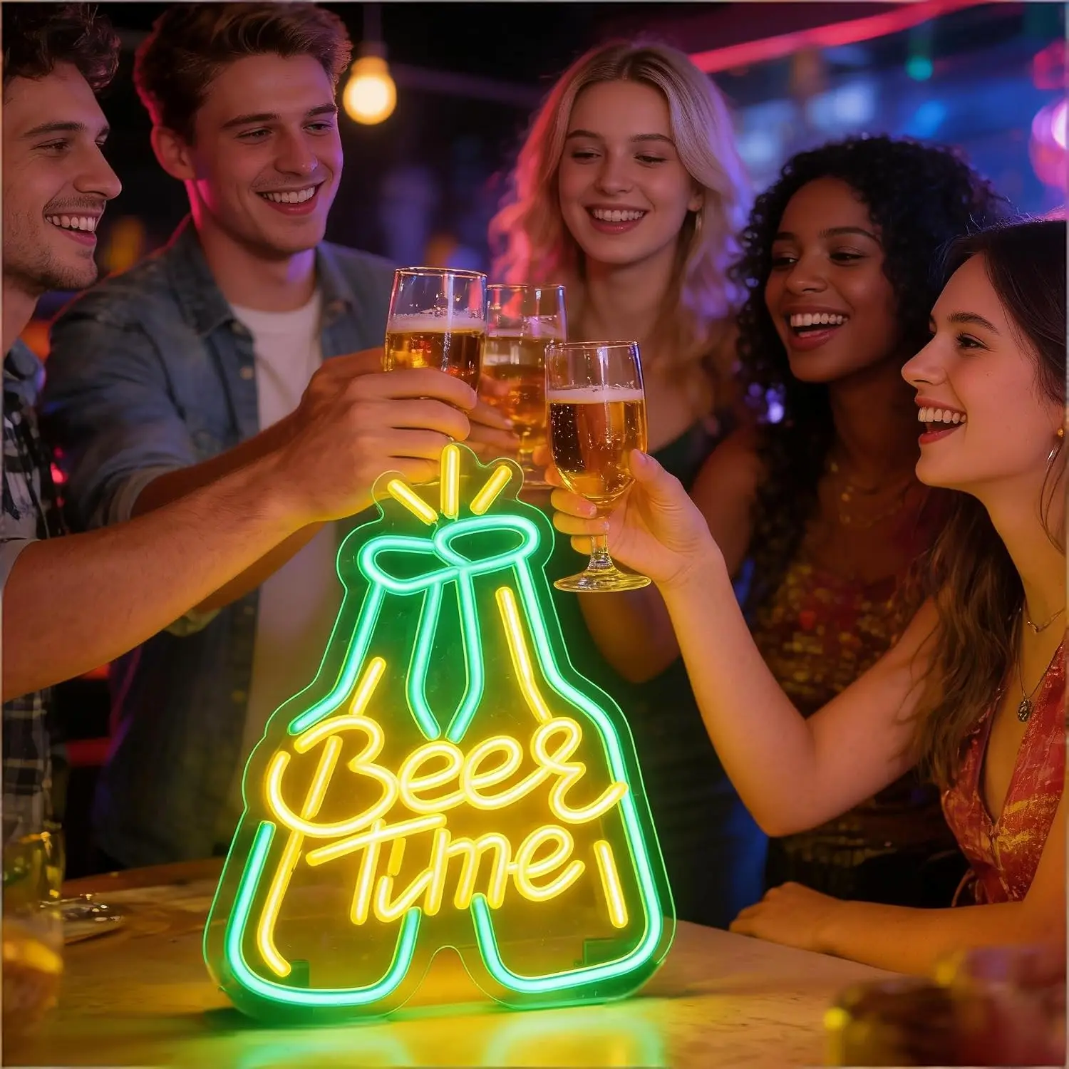 Beer Time Beer Bottle Neon Sign USB LED Neon Light Wall Decor For Bar Pub Man Cave Party Club Home Wall Art Beer Lover Gift