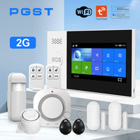 PGST PG107 Tuya Alarm System 4.3 inch Screen WIFI GSM GPRS Burglar Home Security With PIR Motion Sensor Fire Smoke Detector