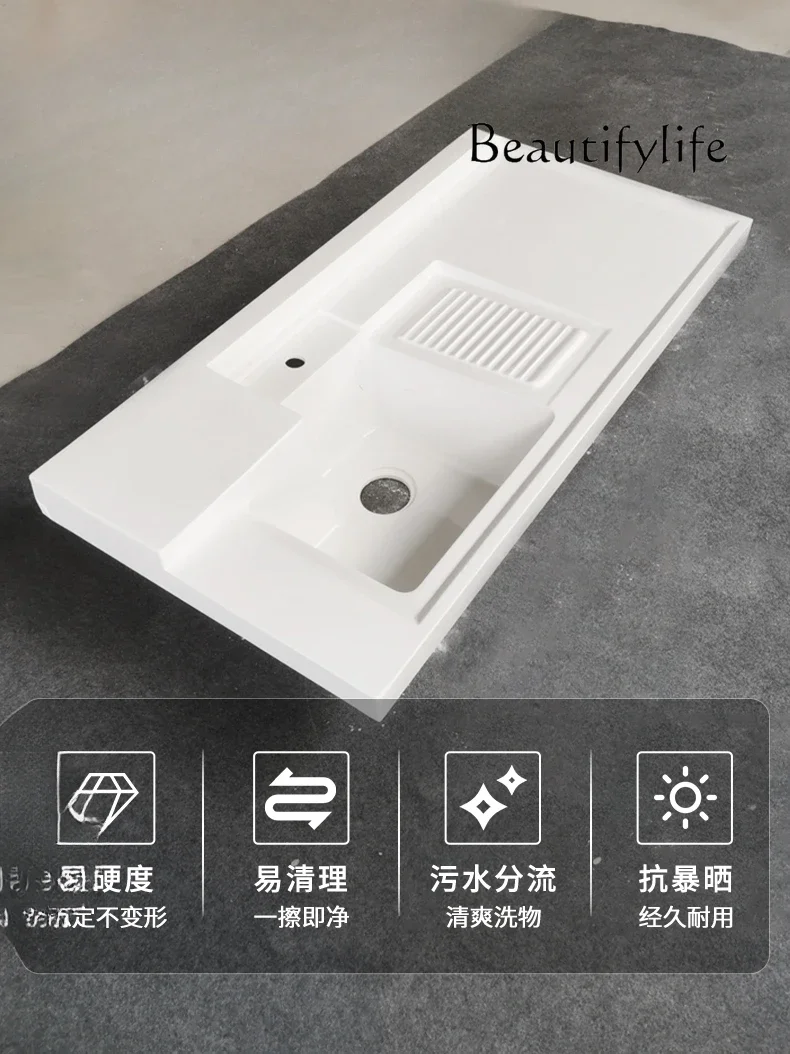 Balcony integrated laundry basin household quartz stone corner laundry sink