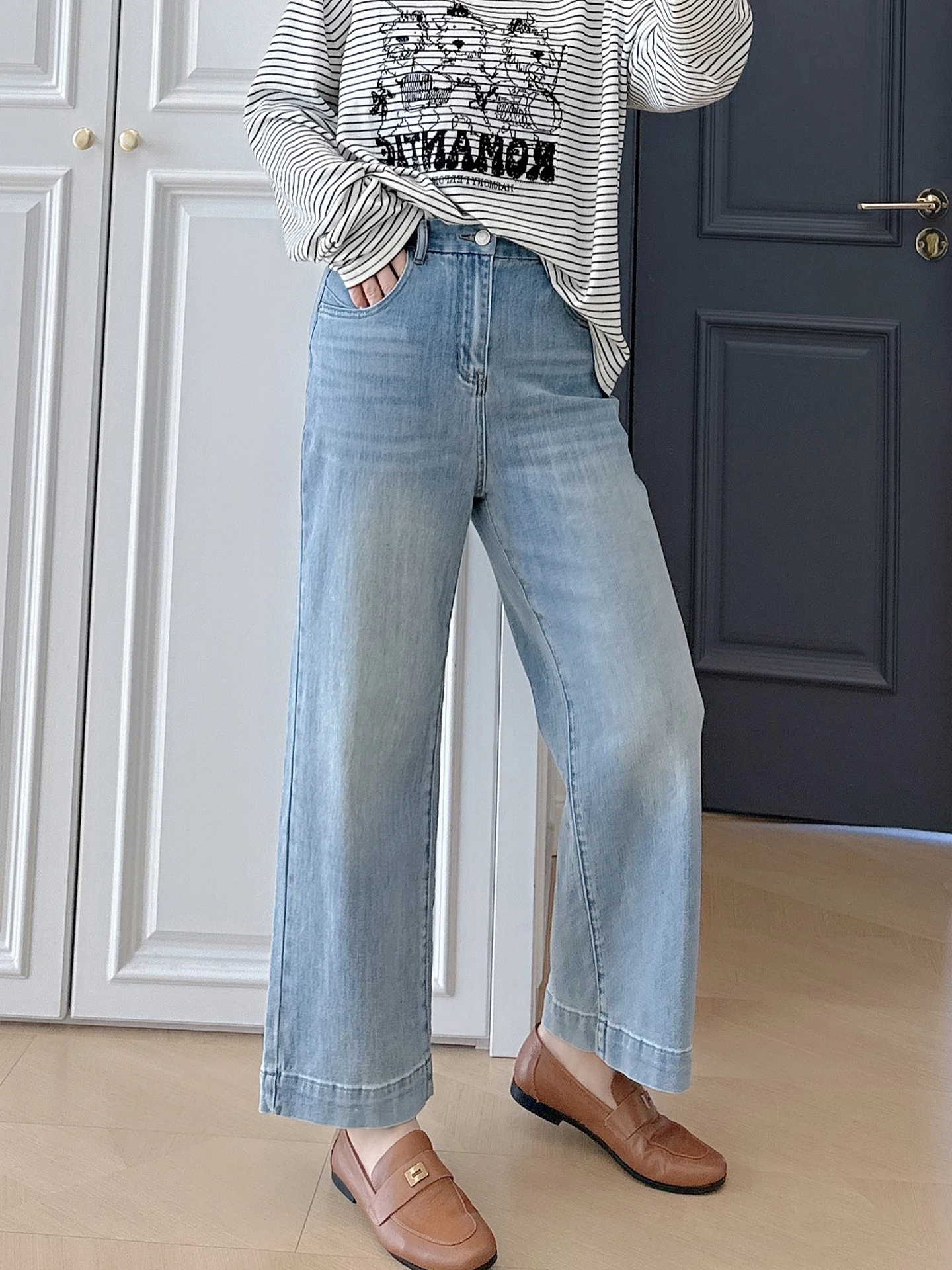 Korean Sle High Waist Straight Leg Jeans plus Size Women's Faion Slimming 200 Pou Fat MM ort e Tube Pants