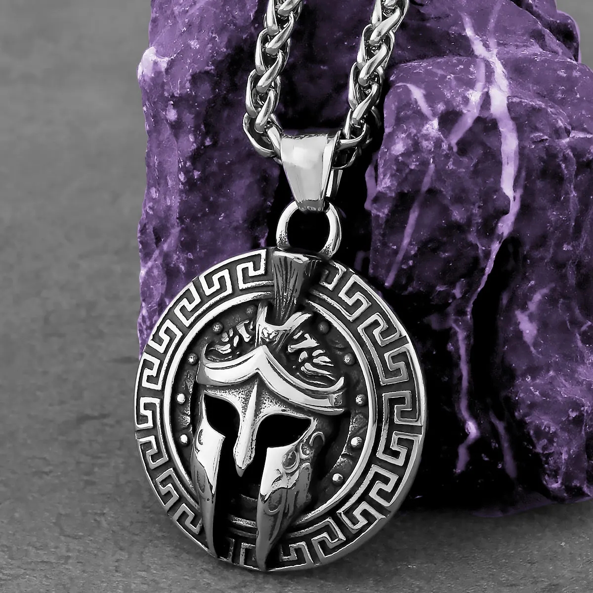 Viking Spartan Warrior Mask Necklace Stainless Steel Men Hip Hop Punk Amulet Pendant Necklace Vintage Jewelry Wholesale