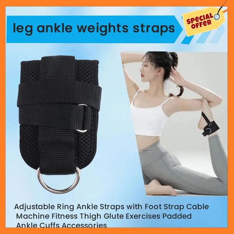 Correas de tobillo con anillo ajustable, máquina de Cable con correa para el pie, ejercicios de glúteos y muslos, accesorios acolchados para puños de tobillo, AD08-