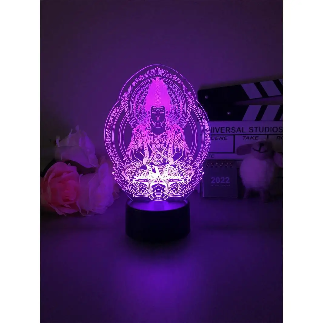 Lampka nocna 3D hinduskie lampki nocne Shiva z czujnikiem dotykowym 7/16 kolorów zdalna lampa stołowa Home Office lampka na biurko prezenty festiwalowe