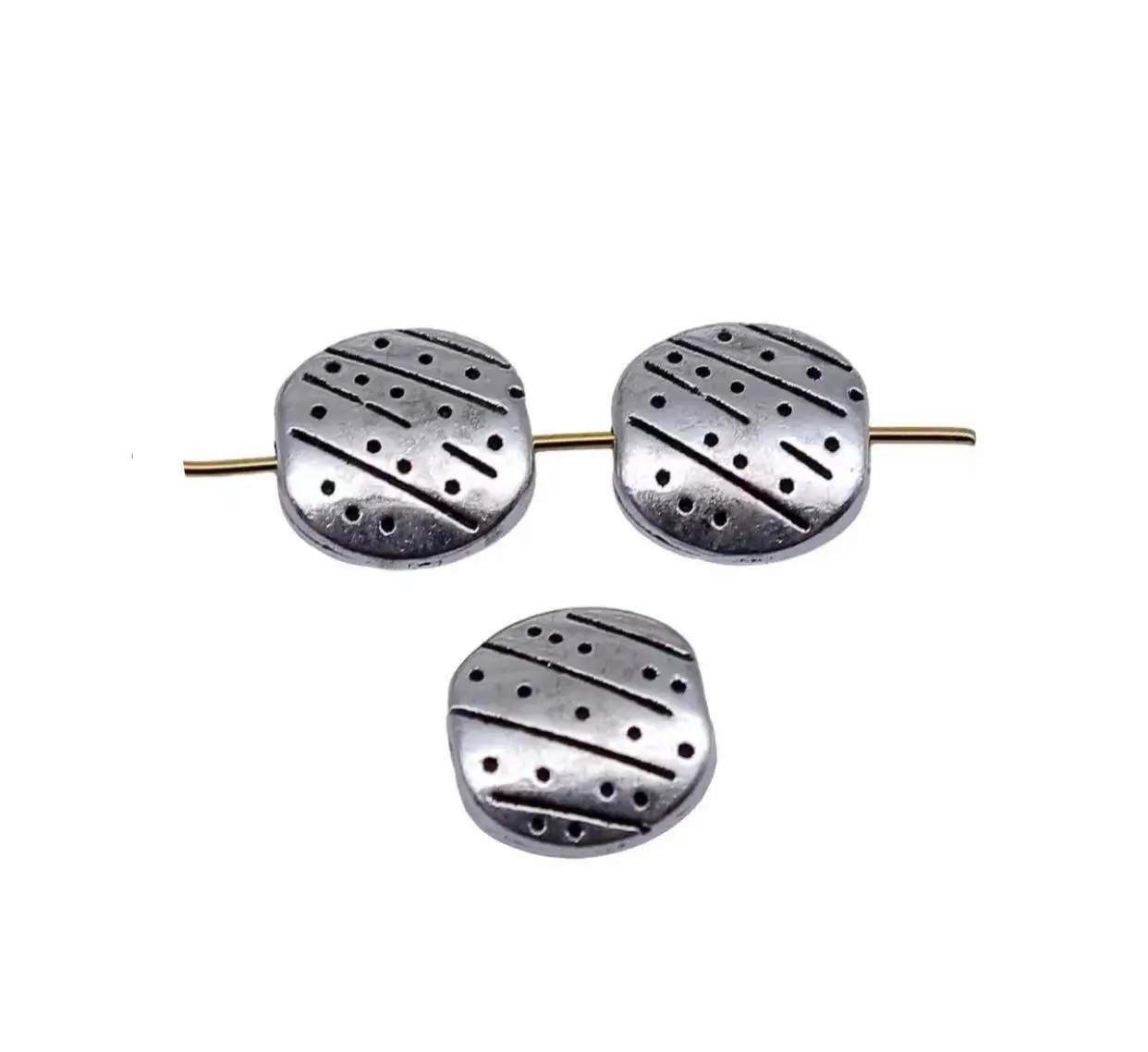 

25pcs 10*3.4mm, hole 1.5mm Lovely line with spot design spacer beads for jewelry handmade HW3209