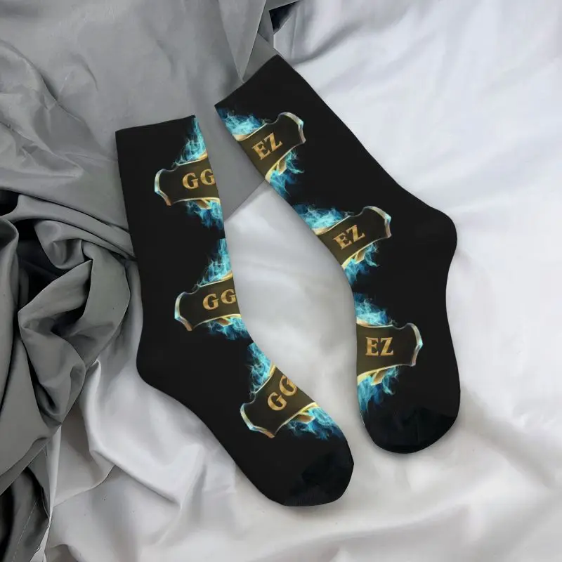 3D Print Crew Socks para homens e mulheres, Game GG EZ, Crew Socks, Unisex, 3D, League, Battle, Game Legends, Dress