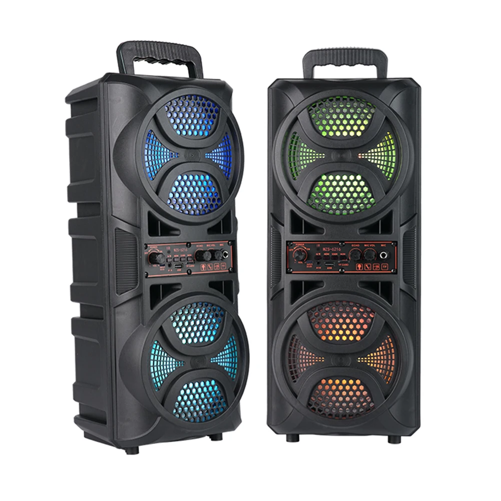 مكبر صوت متوافق مع البلوتوث مكبر صوت ستيريو لاسلكي يدعم USB/TF/AUX/FM/BT/MIC بصوت عال Boombox وقت تشغيل طويل للحفلات الخارجية