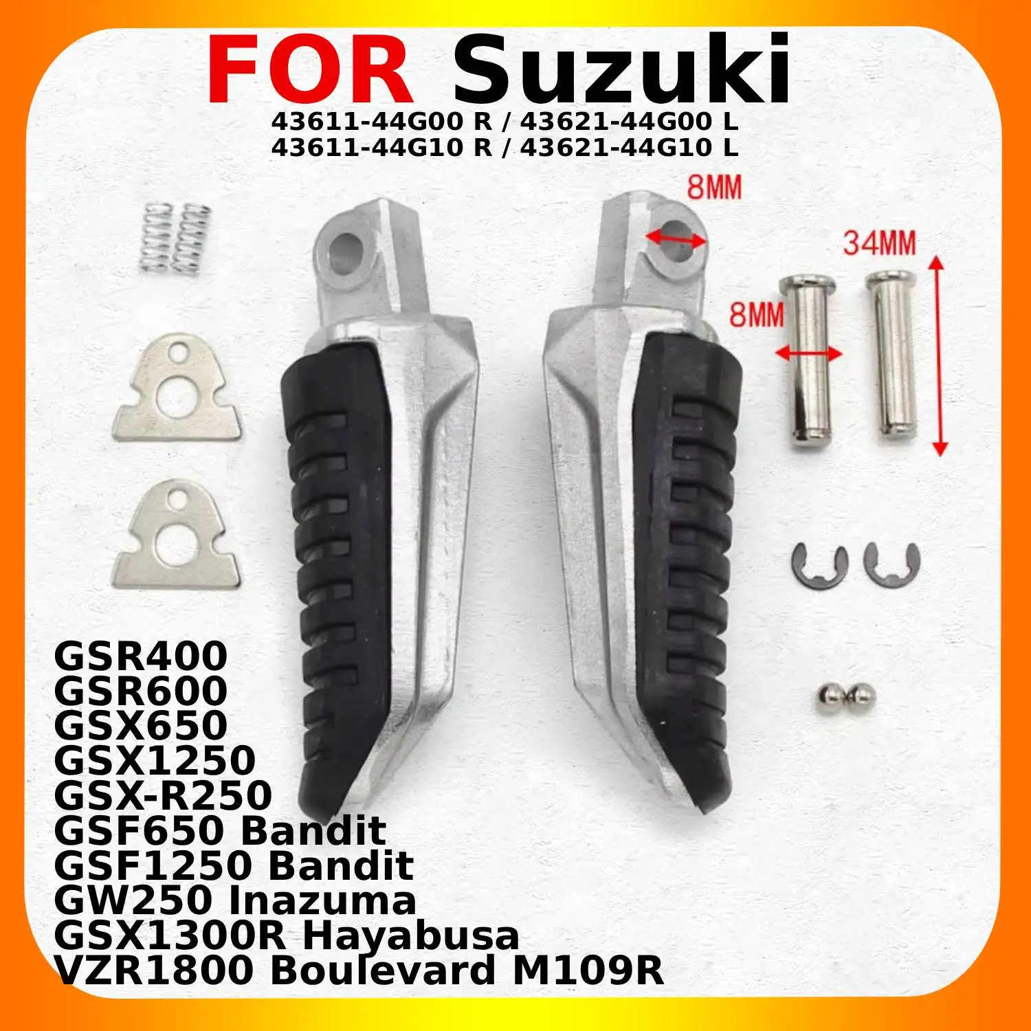 

Motorcycle Footrest Pegs For Suzuki GSR400 GSR600 GSX650 GSX650F GSX1250 GSF650 Bandit GW250 Inazuma GSX-R250 GSXR250 Parts