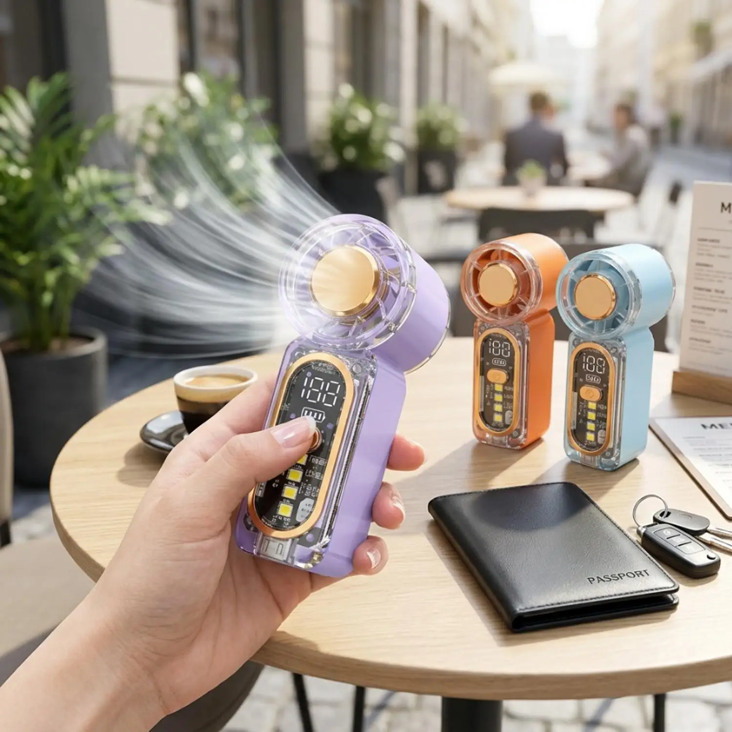 Mini Digital Display USB Fan Type C Rechargeable Handheld Three Speed Small Fan Outdoor Travel Handheld Cooling Cooler