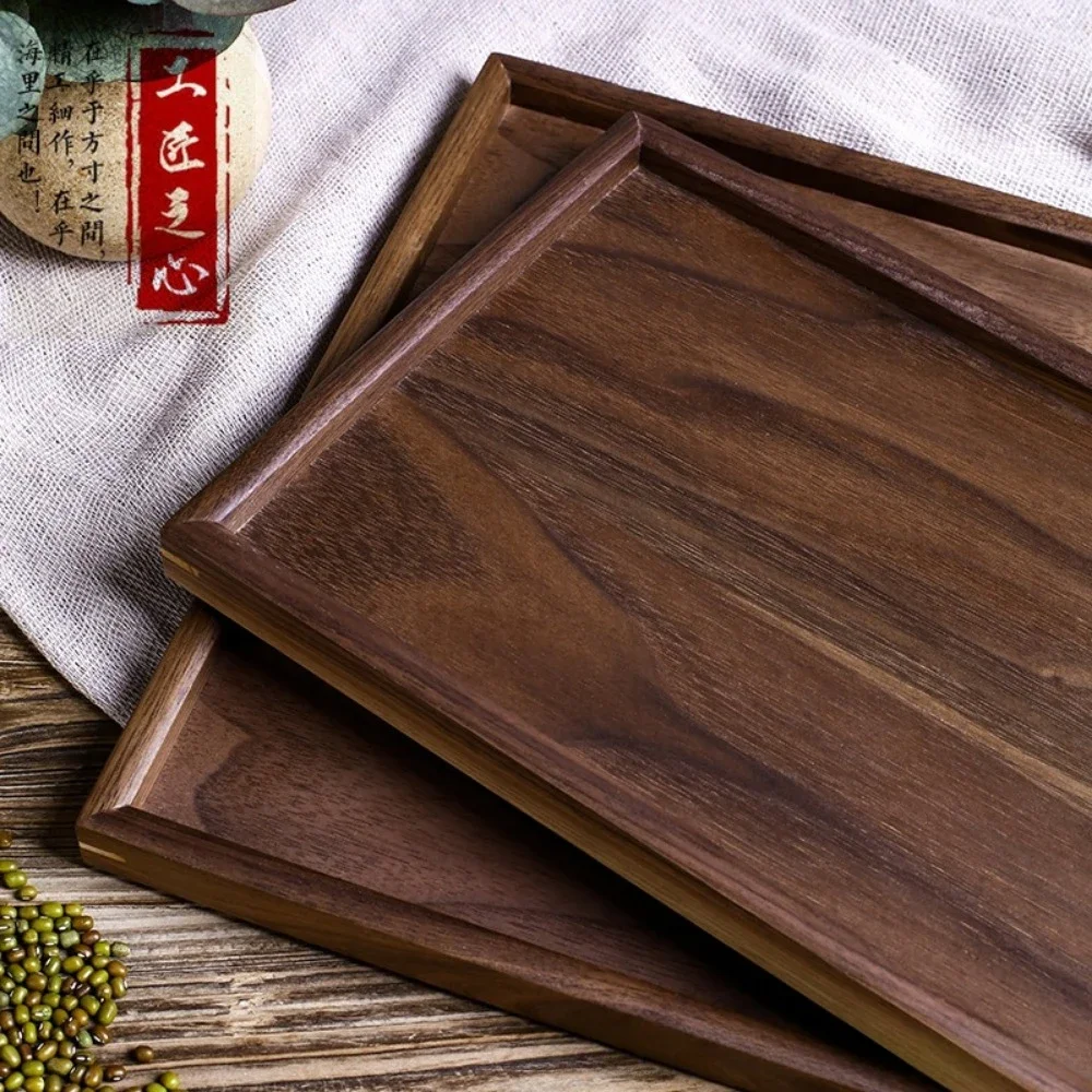 Wooden Serving Tray Square  Walnut Food Tableware Plate