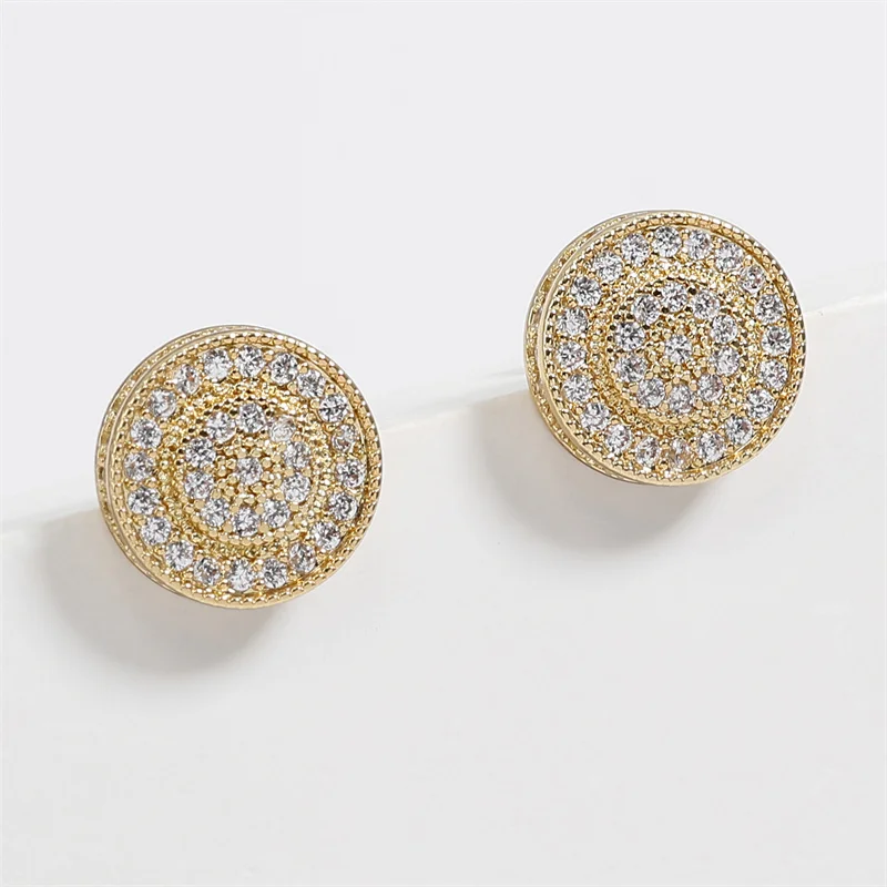 ZAKOL Exquisite Round Micro inlay Zircon Stud Earrings for Women Fashion Geometric Full CZ Earring Wedding Party Jewelry