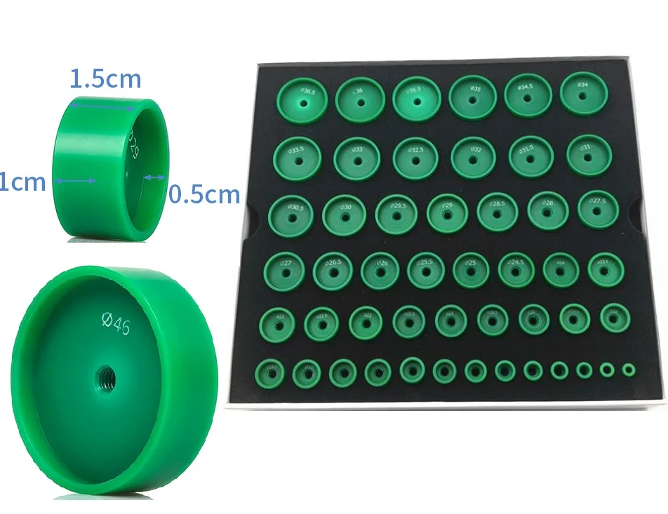W9655 Set of 6mm Thread POM Watch Caseback Press Die Domed Glass Presser Kit 18mm-36.5mm Outer Diameter for 6173 6175A Press