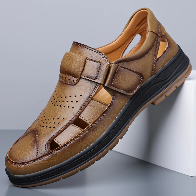 Men's Slip-On Hollow Out Loafers, Summer Comfort Breathable Cutout Shoes, Non-Slip Driving Shoes for Outdoor Daily Wear-XH2203