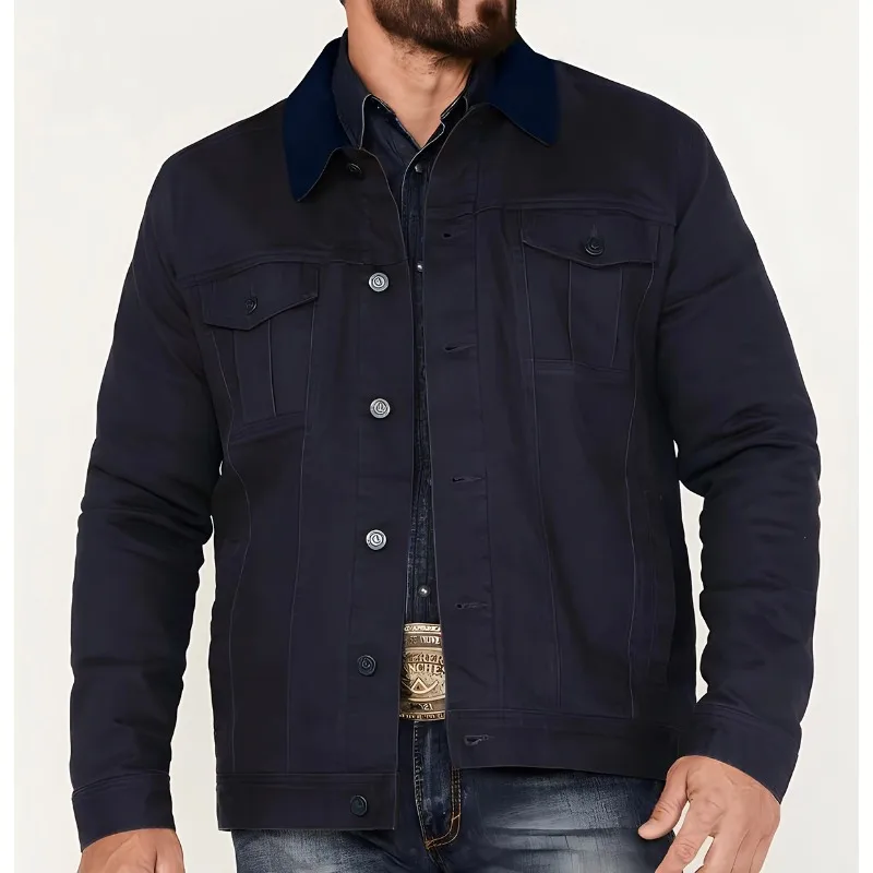 

2024 New Men's Work Jacket with Pockets, Spring and Autumn Casual Fashion Lapel Jacket, Men's Top