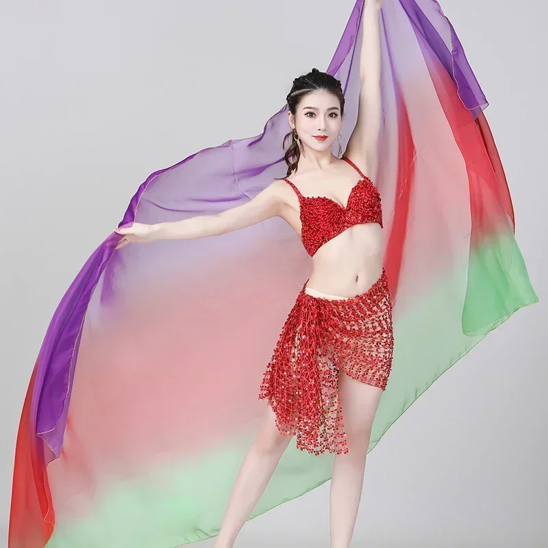 Women Belly Dance Chiffon Veils Light Belly Dancing Shawls Hand Thrown Stage Gradual Scarves