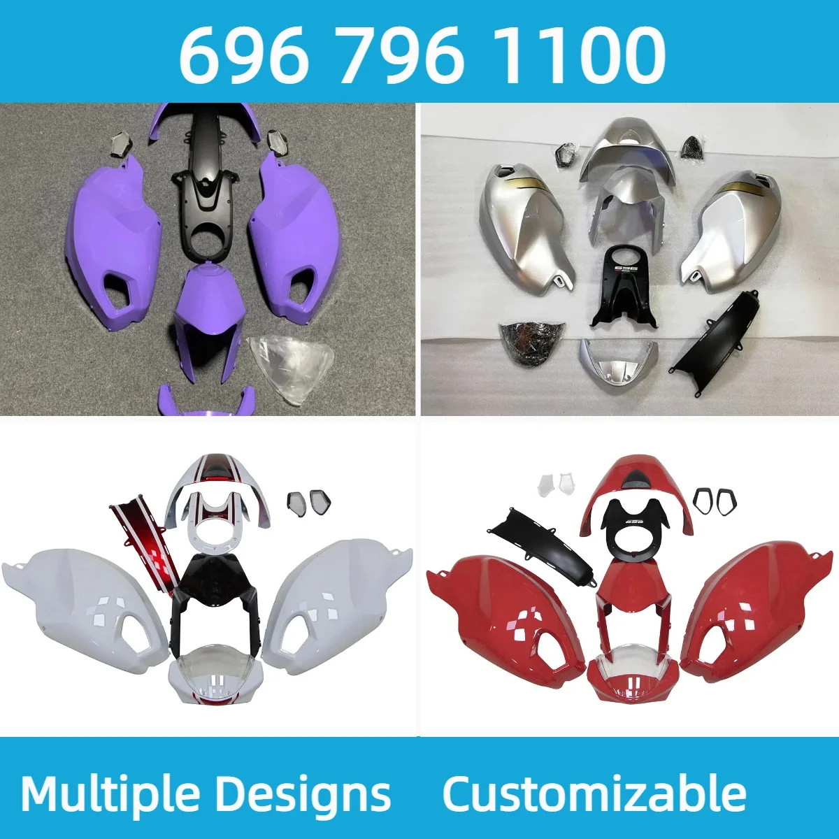 

Для Ducati 696 796 1100 послепродажный комплект обтекателей Prime, набор кузовных работ из АБС-пластика, обтекатели мотоцикла, фиолетовый