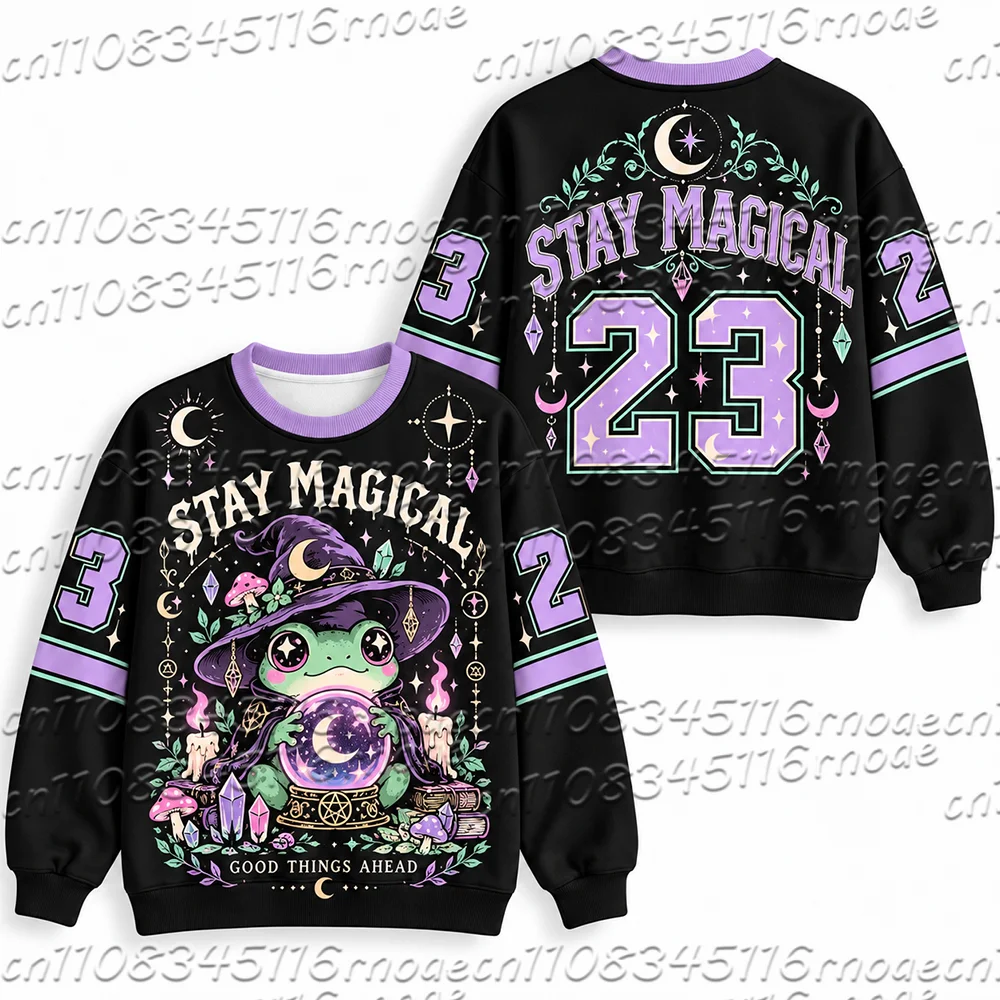 2026 Street Commuting Versatile Short Sleeved Retro Hunting Octopus Cat Dark Breathable Children's Adult Sports Sweatshirt