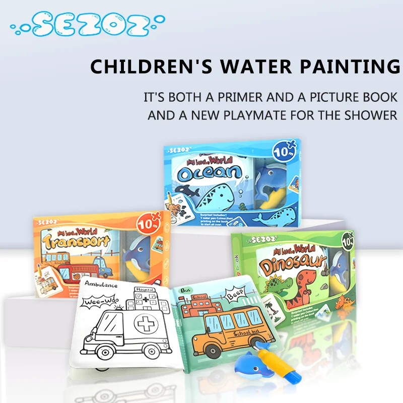 Sezoz Kids Bath Books Water Color Changing Reusable Bath Toys for Children Fun Educational bath Experience