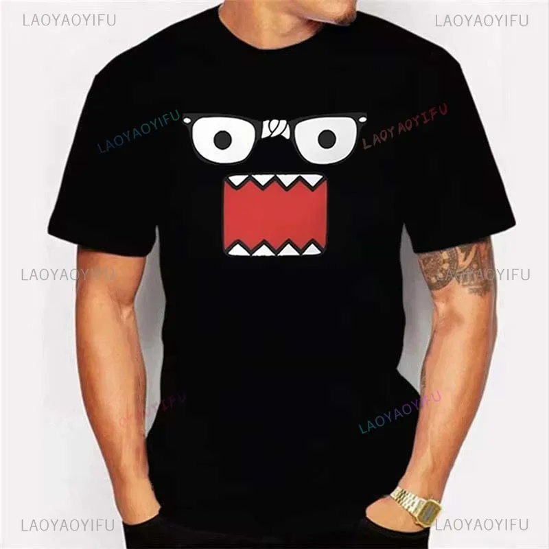 Domo Kun DJ Print Funny Short Sleeved Summer Cotton T-shirt Men Clothes Punk Casual Tee Harajuku Men Women Versatile Couple Top