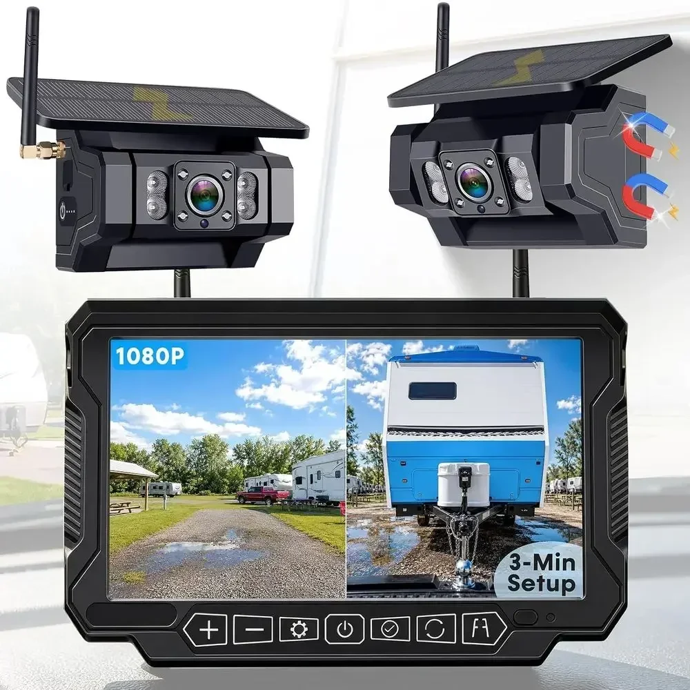 HD 1080P Magnetic Wireless Backup Camera - No Drilling & No Wiring,1-Min Easy Install for RVs Trailers - 2 Cameras Eliminate 98%