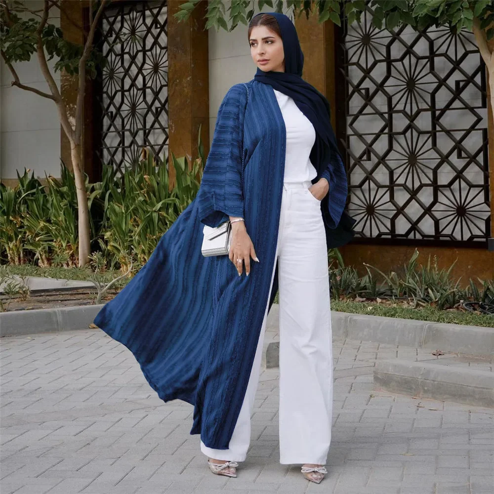 Cardigan tricoté femmes musulman ouvert Abaya dubaï turquie caftan islamique Maxi Robe Eid Jalabiya Robe arabe Robe de soirée Caftan Robe