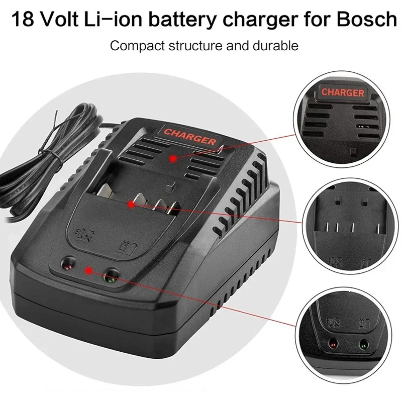 Fast charger 3.0A For Bosch AL1860CV Li-ion Battery Charger 18V 14.4V BAT609G BAT618 BAT618G BAT614 2607336236 Electrical Drill