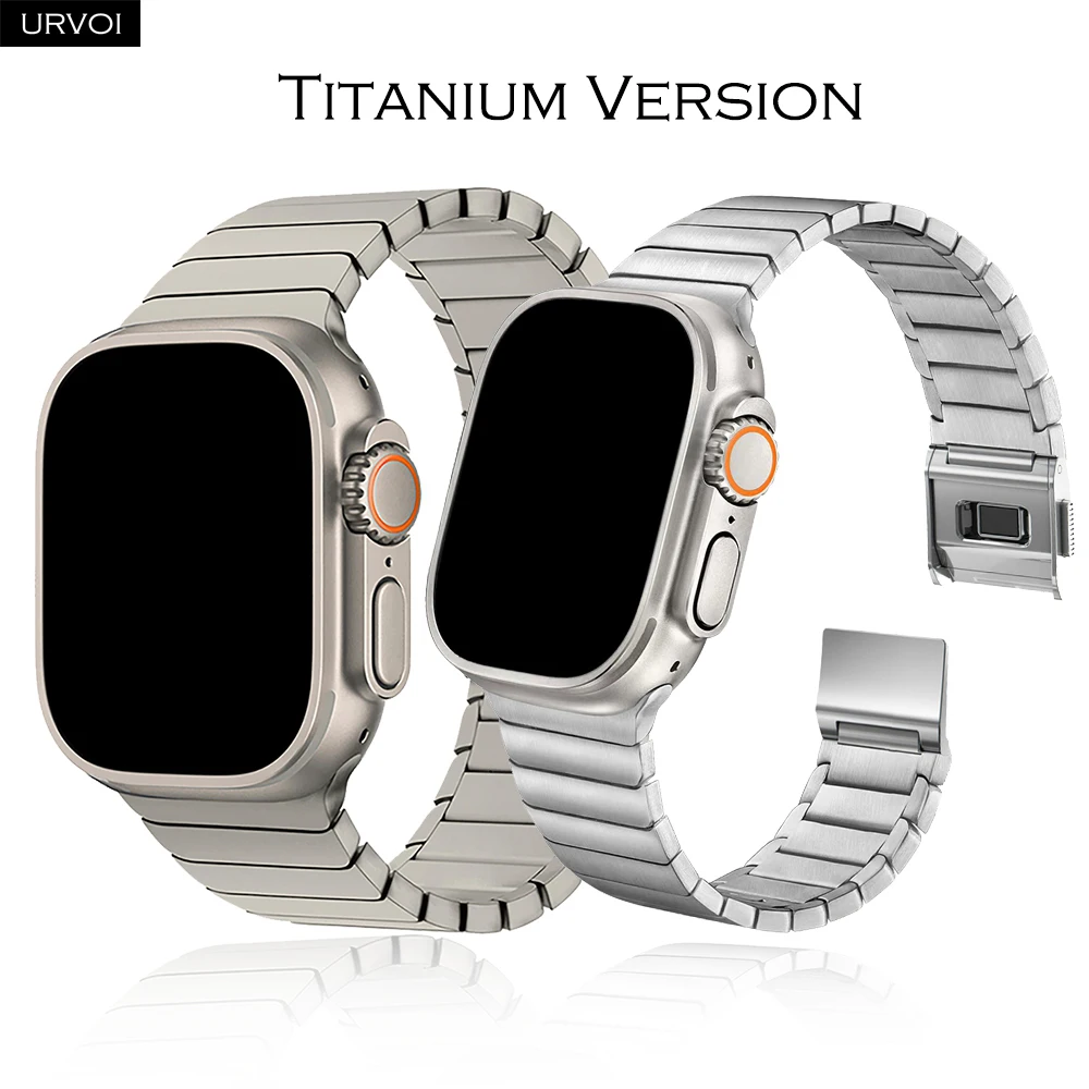 URVOI Titan-Gliederarmband für Apple Watch Ultra 3 2 Series 11 10 9 8 7 SE, magnetisches Schnallenarmband, Uhrenzubehör, 45 46 49 mm