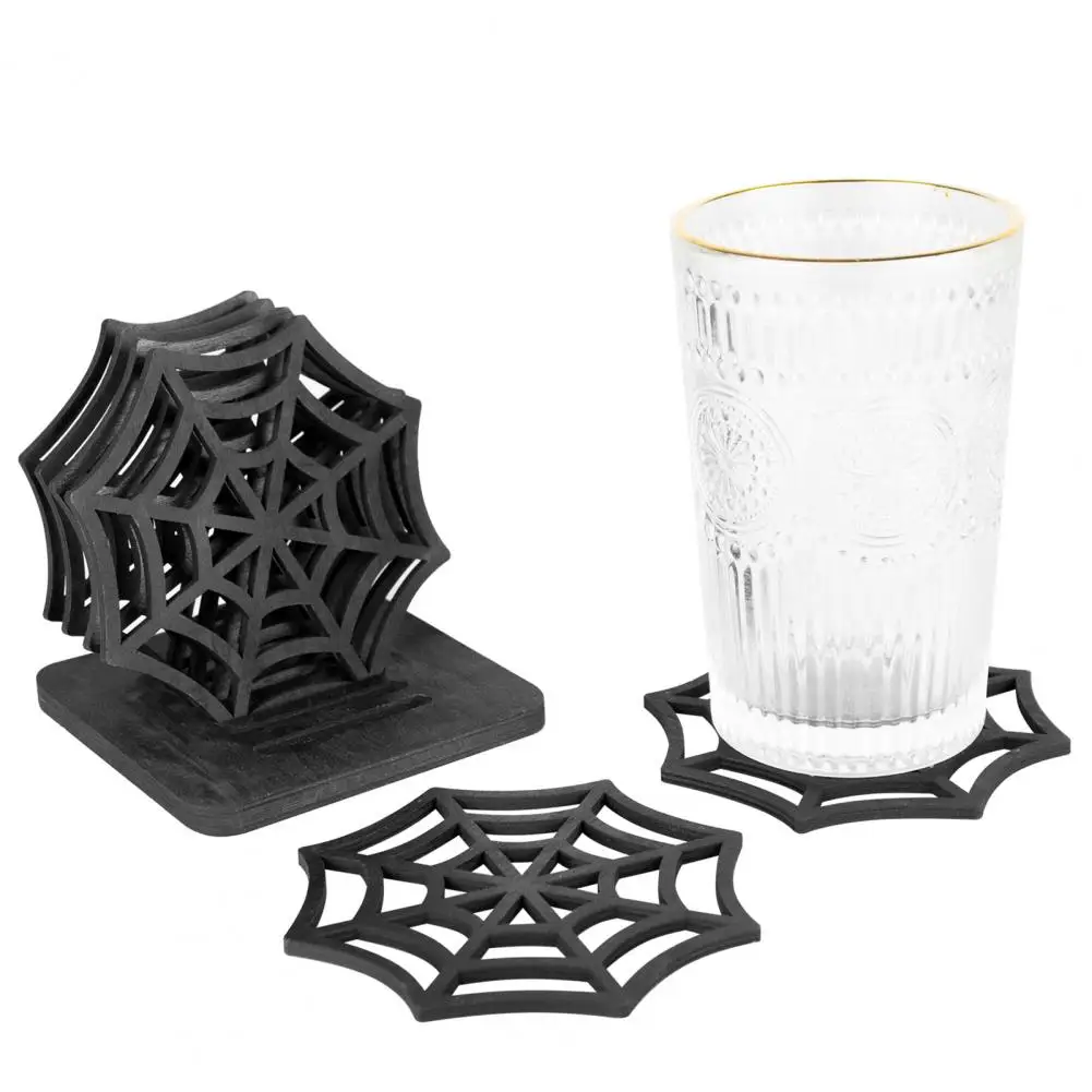 

Halloween Coaster Spider Web Themed Table Mat Festive Durable Halloween Spider Web Coasters Table Placemats for Home Decoration