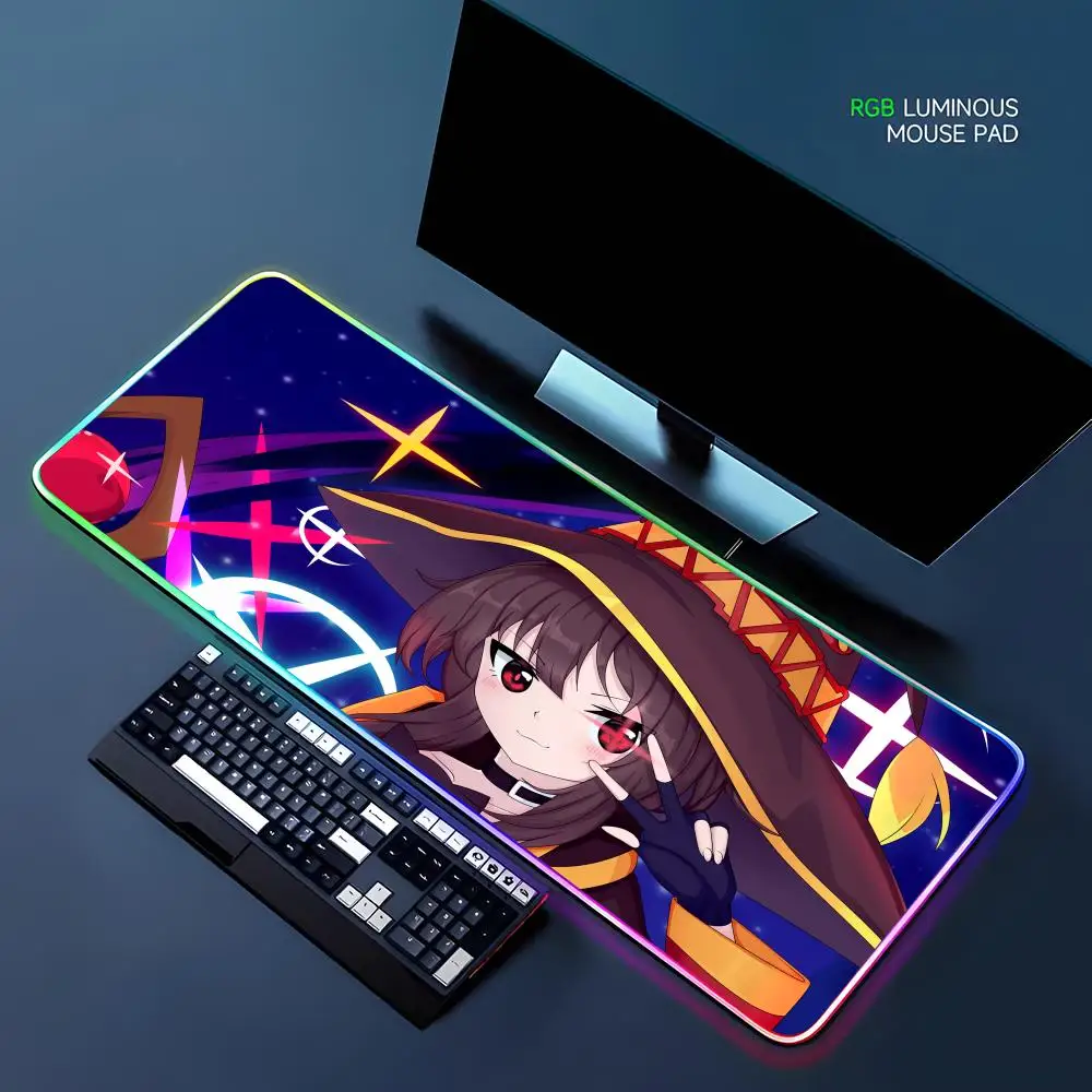

Megumin Anime Mouse Pad RGB Gaming Mouse Pad Desk Mat HD Gamer Large LED Light XXL MousePads