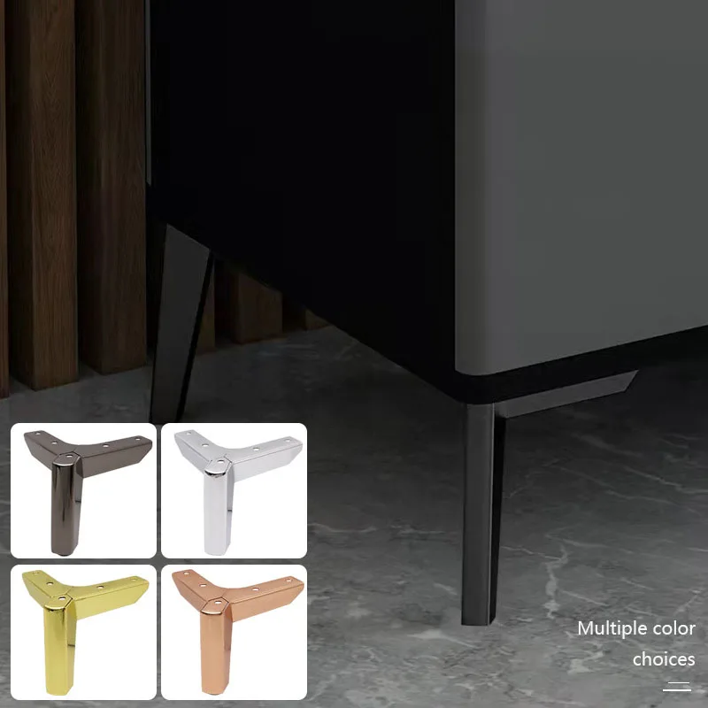 Oulylan-Metal pé cabeceira mesa perna inclinada, três pinos de ângulo direito móveis pernas, suporte de mesa de café, gabinete, 4pcs