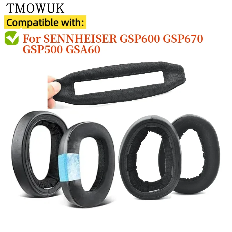 

Leather Sleeve Cooling Gel Replacement Earpad for SENNHEISER GSP600 GSP670 GSP500 GSA60 Headphone