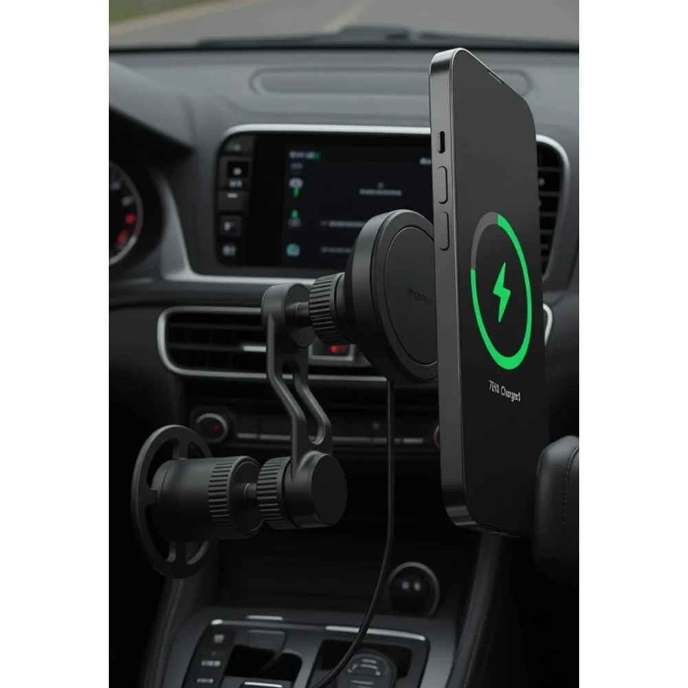 

Беспроводное крепление MagSafe для вентиляционных отверстий, 7.5W, быстрая зарядка, универсальное, регулируемое, с поворотным замком, черное