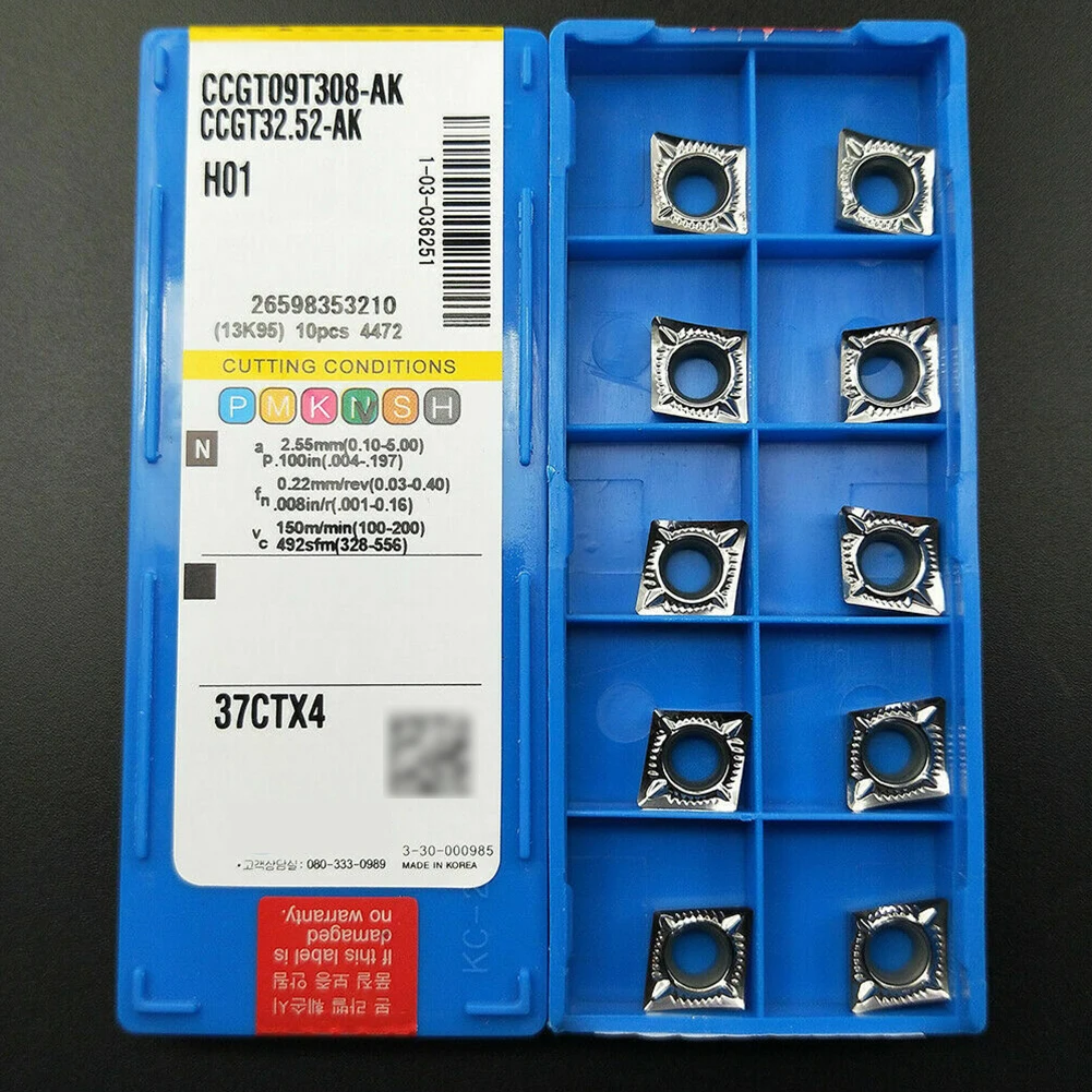 

10 шт. твердосплавные вставки с ЧПУ CCGT09T308AK CCMT09T3 лезвия токарных станков для обработки алюминия со стабильной производительностью и плотными допусками