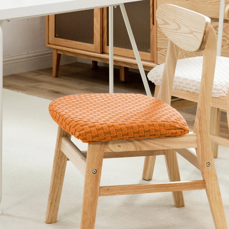 Simple Taffeta Jacquard Chair Cover Universal Solid Color Elastic Stool Cover for Home Hotel Comfortable Non-Slip Seat Protector