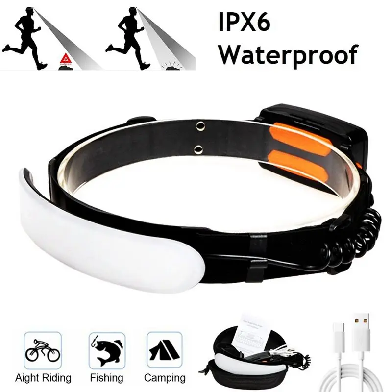 ABJN-COB Headlamp Portable Headlight With Battery Flashlight USB Rechargeable Work Light Outdoor Head Torch
