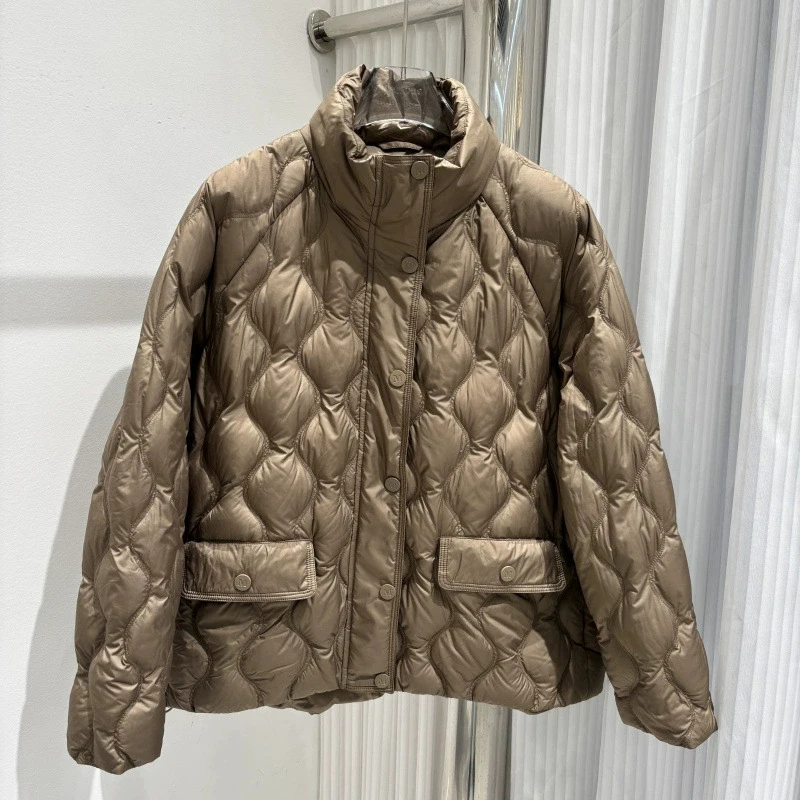 Schinteon المرأة الأبيض بطة أسفل سترة عادية الوقوف طوق دافئ الخريف الشتاء أبلى معطف الموضة جودة عالية 2025 جديد