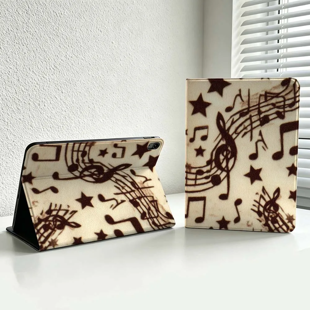 Cartoon Piano Notes Pattern Cover For iPad Pro Air mini 7 6 5 4 3 2 1 9gen M5 M4 11th 10th A17 Pro A16 Soft Inch Tablet Case