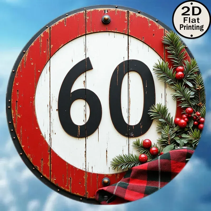8 Inch Round Aluminum Wall Sign Panorama Mountain River Forest 2D Flat Farmhouse Decor Gift For Garden Cafe Front Door