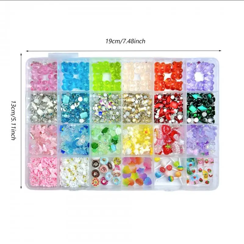 1Box Resin 3D Cute Bear Nail Charms Multiple simulated Candy Bear Rhinestones Crystal Nail Art Decorations for Manicure DIY