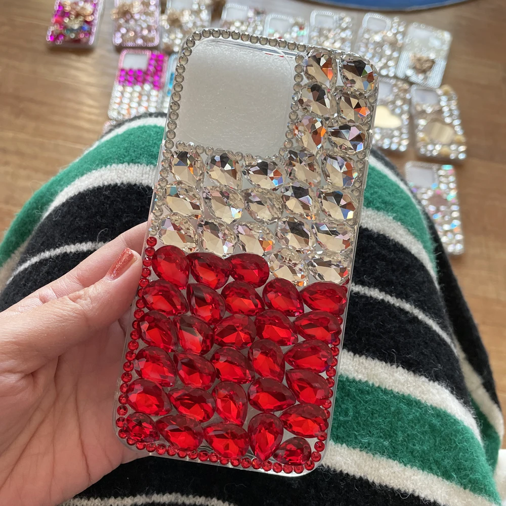 

Glitter Case For iPhone 15 14 13 12 11 16 Pro 3D Diamond Bling Cover 12Mini XS Max XR X 8 7 6 SE2020 Hnadmade Jewelled Gem